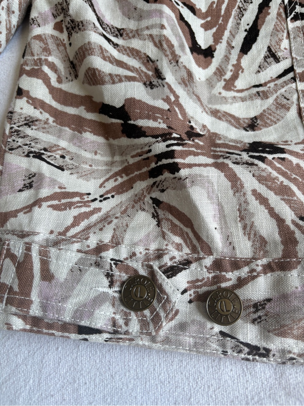 Carole Little Women's Printed Button-Front Jacket in Beige and Brown - Picture 8 of 12